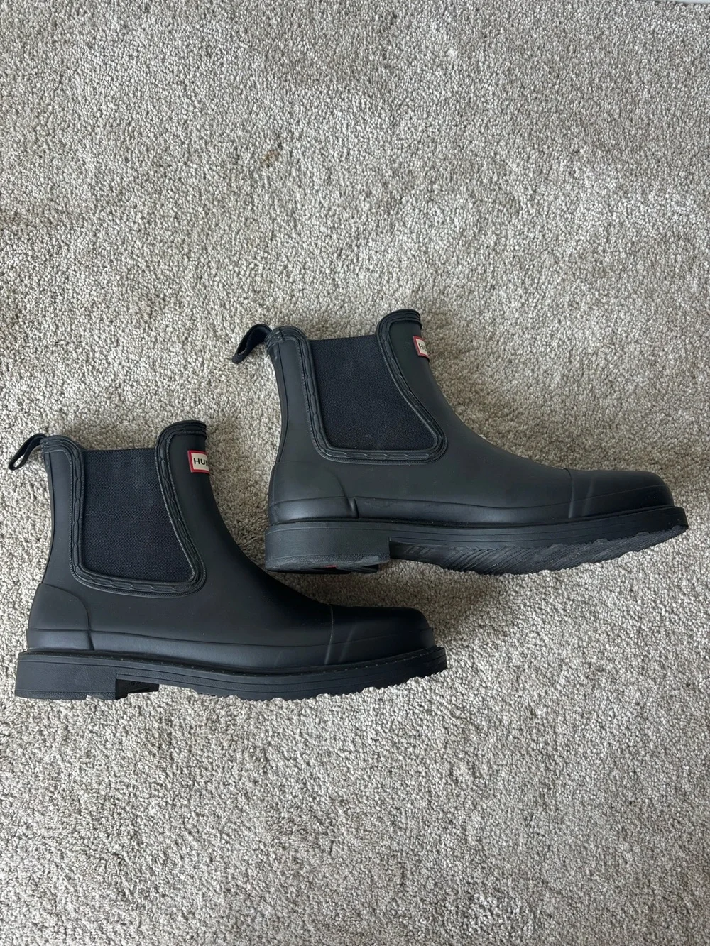 Hunter Commando Chelsea Ankle Boot Black Rubber Outdoor Rainboot Weatherproof